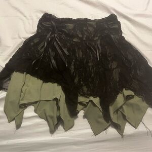 SHEIN Black and Green Layered Mini Skirt